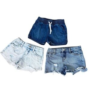 Bundle of 3 Pairs Girls Blue Jean Shorts Size 6/6X